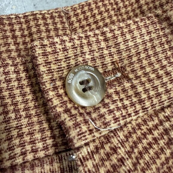Hugo Boss Corduroy Pants Houndstooth Soft Brown "Newman" Stretch Cotton 36x32 - Picture 3 of 11